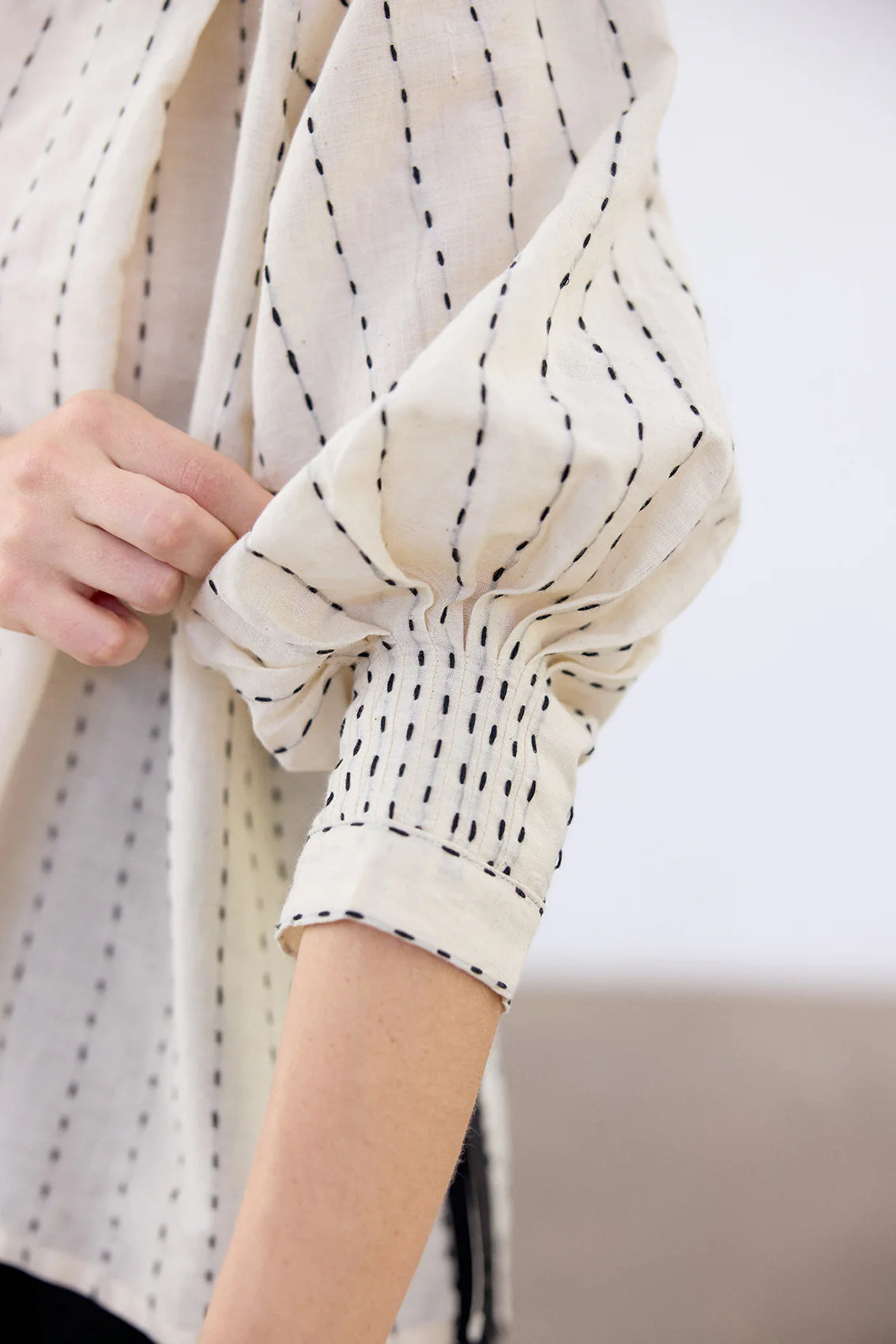 BLUSA LARGA ALGODON PESPUNTES